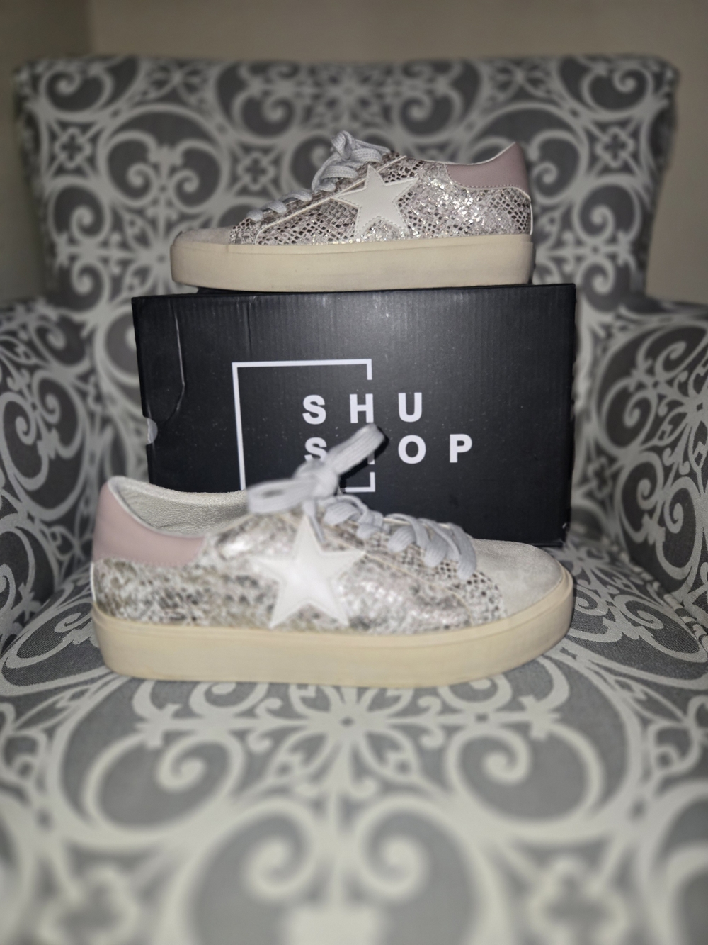 Reba Snake Print Low Top Sneakers